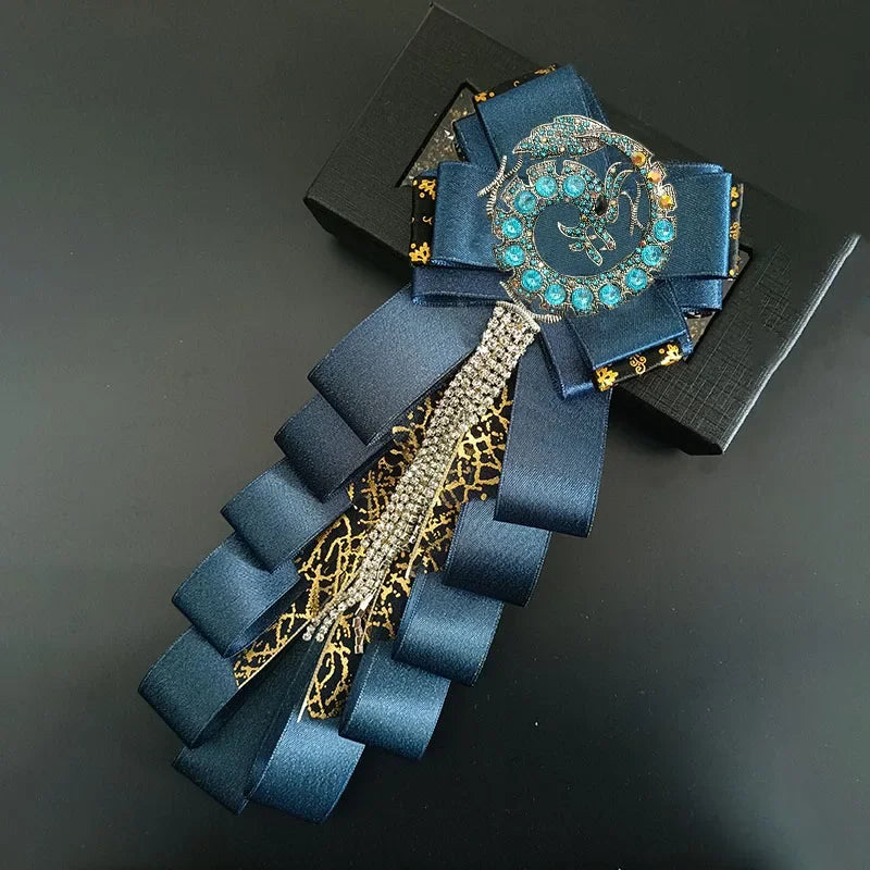 Premium Handmade Tassel Rhinestone Dragon Men's Bow Tie