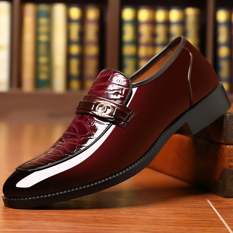 Luxury Patent Leather Pointed Toe Oxford Men Dress Shoes