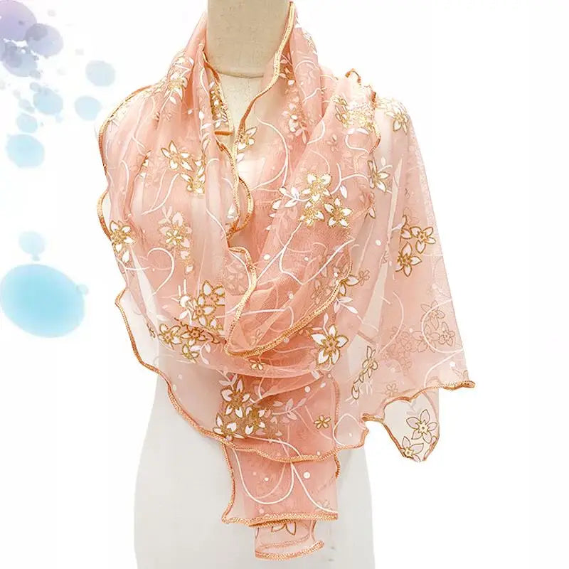 Elegant Lace Women Scarf Light Weight Silk Hijab