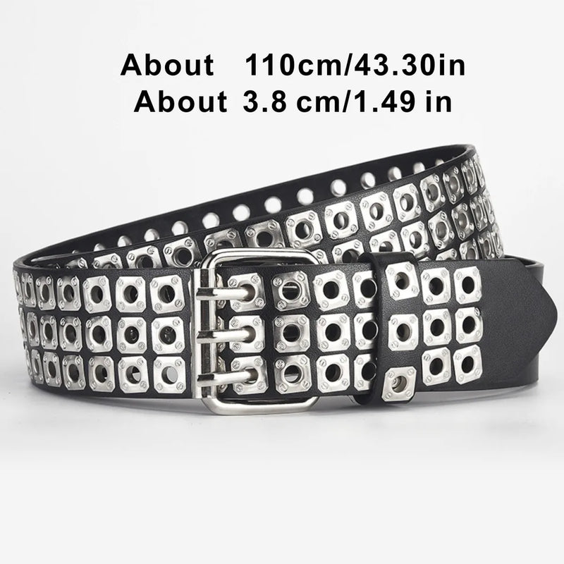 Square Beads Willow Nails Three Exhaust Eyes Punk Street Cool Unisex Belts