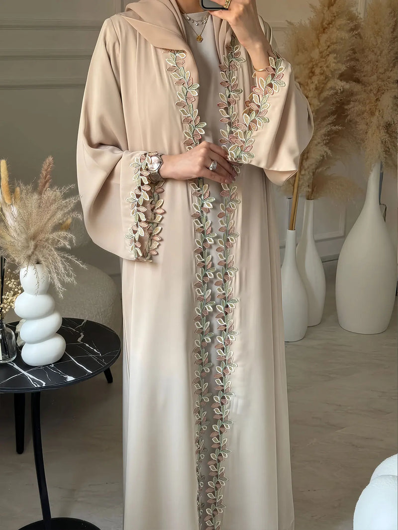 Dubai Elegant Beige Abaya for Muslim Women