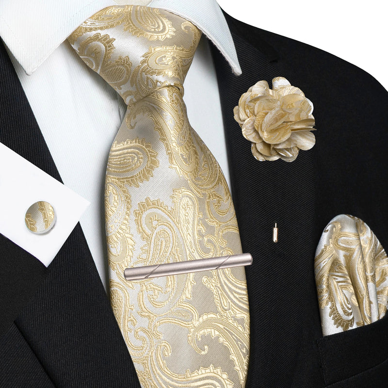 Men Ties Paisley Woven Necktie Set for Wedding Party