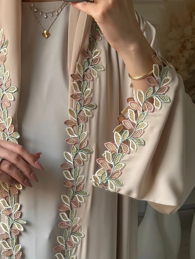 Dubai Elegant Beige Abaya for Muslim Women