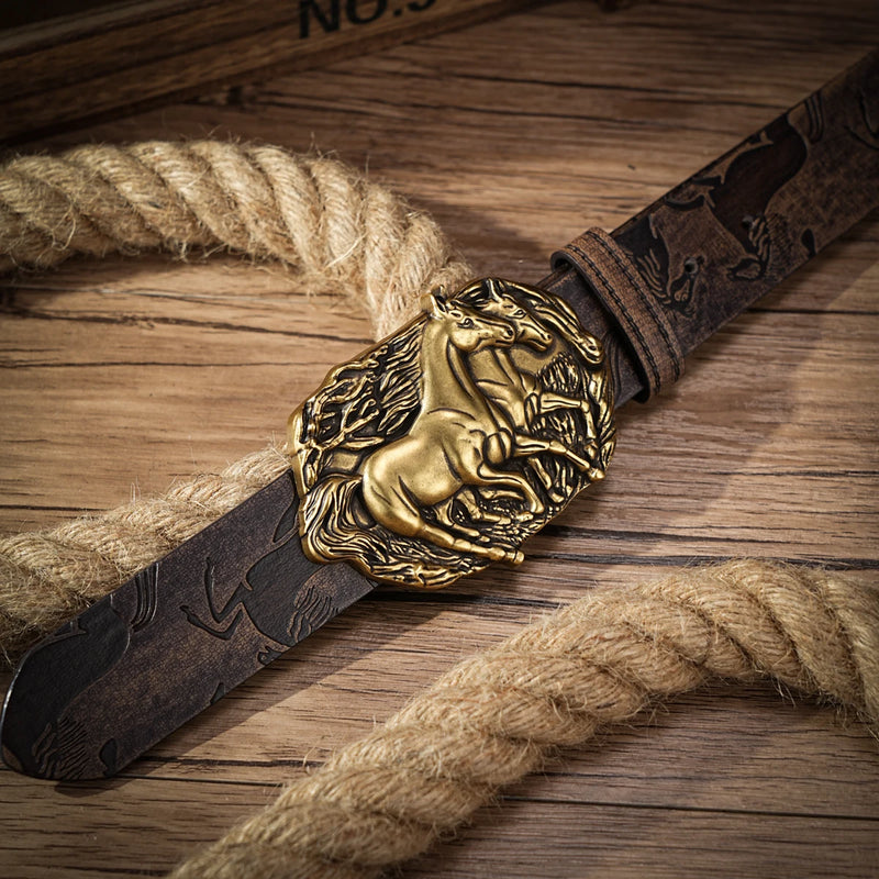 Western Cowboy PU Leather Belt for Men