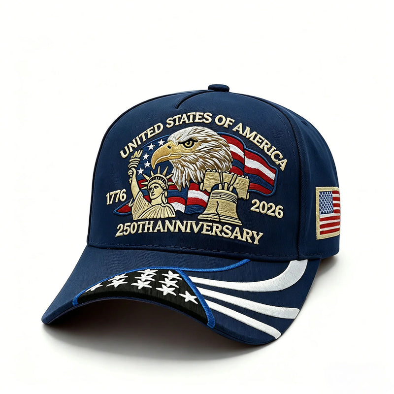 250th Anniversary USA Hat Embroidered Patriotic Baseball Cap