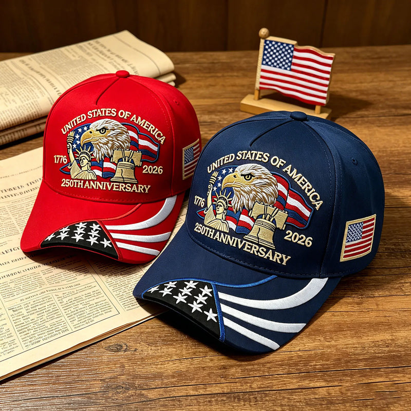 250th Anniversary USA Hat Embroidered Patriotic Baseball Cap