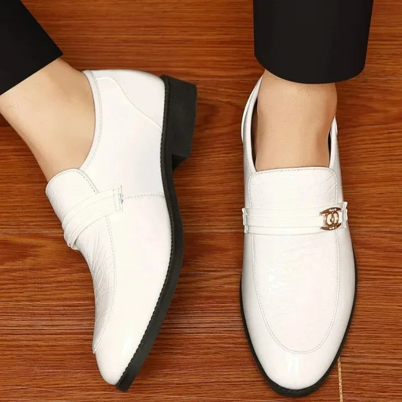 Luxury Patent Leather Pointed Toe Oxford Men Dress Shoes