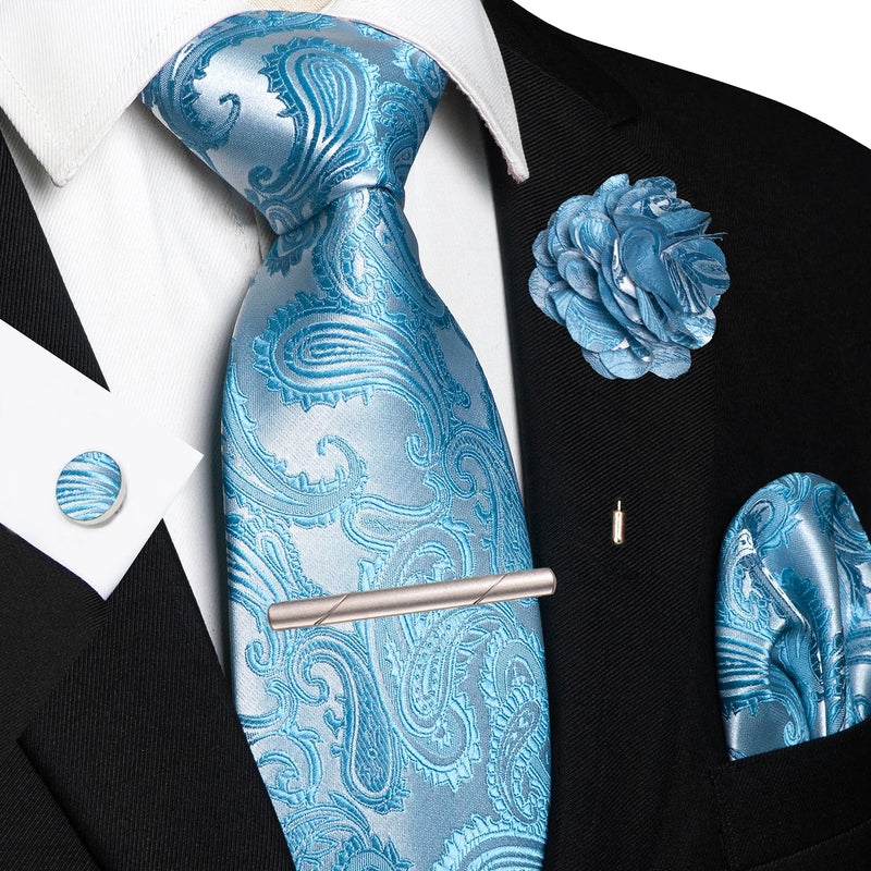 Men Ties Paisley Woven Necktie Set for Wedding Party