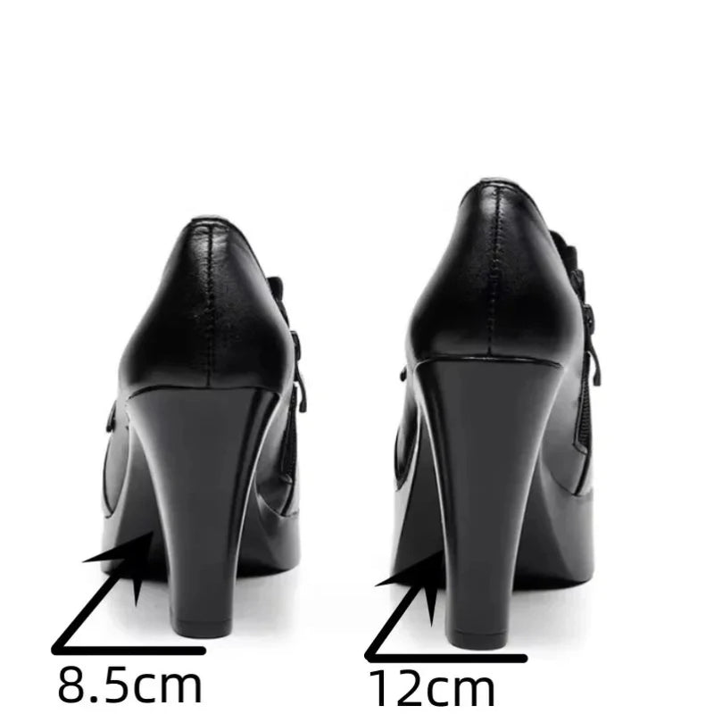 Premium Design Crystal Buckle Platform High Heels Shoes Women Pumps