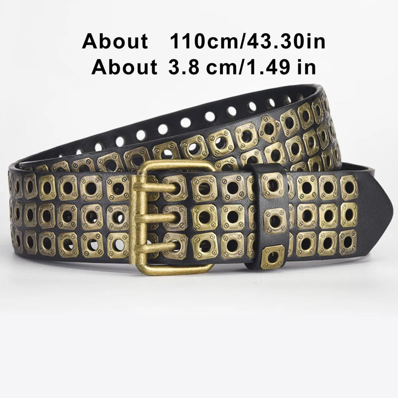 Square Beads Willow Nails Three Exhaust Eyes Punk Street Cool Unisex Belts