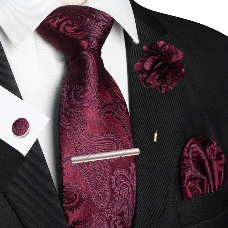 Men Ties Paisley Woven Necktie Set for Wedding Party