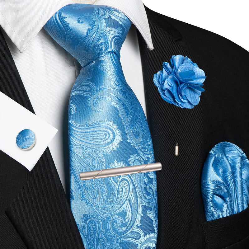 Men Ties Paisley Woven Necktie Set for Wedding Party