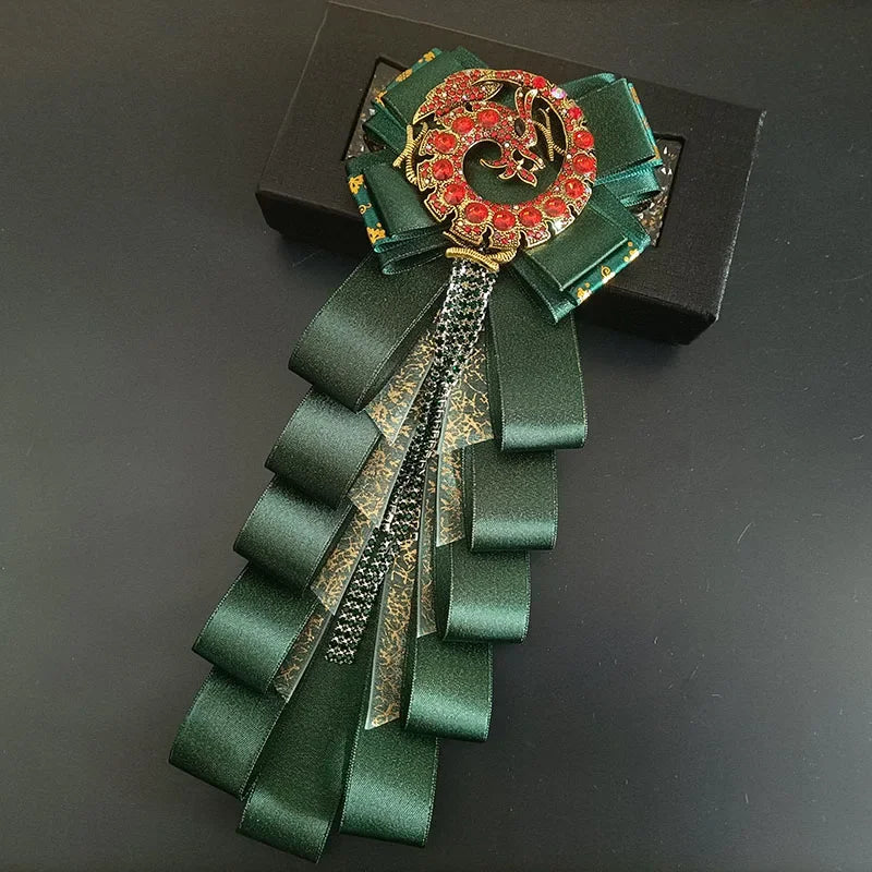 Premium Handmade Tassel Rhinestone Dragon Men's Bow Tie