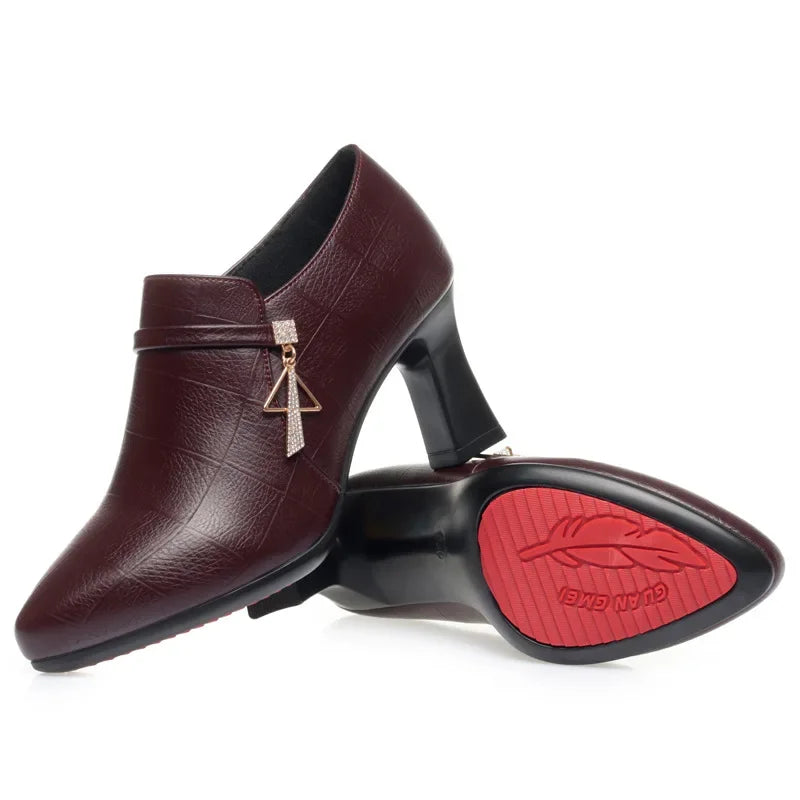 Elegant Deep Mouth Soft Leather Women Pumps