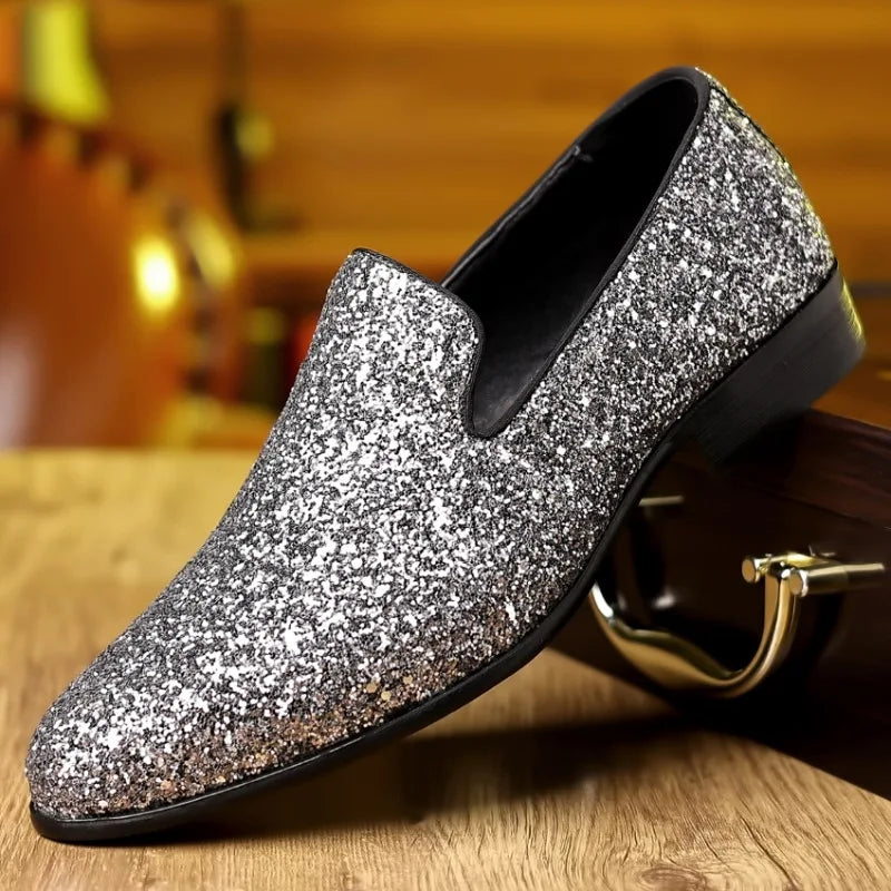 Luxury High-Quality Sequin Beaded Designer Men's Loafers