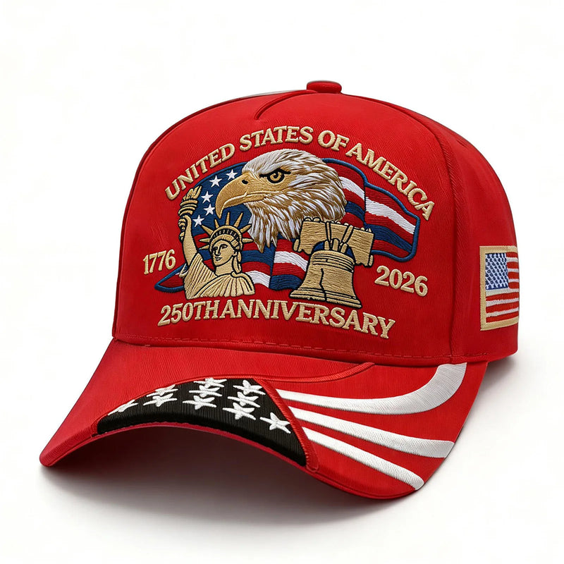 250th Anniversary USA Hat Embroidered Patriotic Baseball Cap