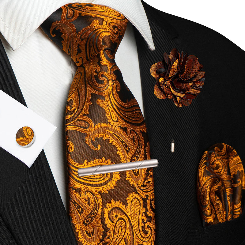 Men Ties Paisley Woven Necktie Set for Wedding Party