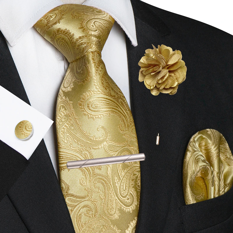 Men Ties Paisley Woven Necktie Set for Wedding Party