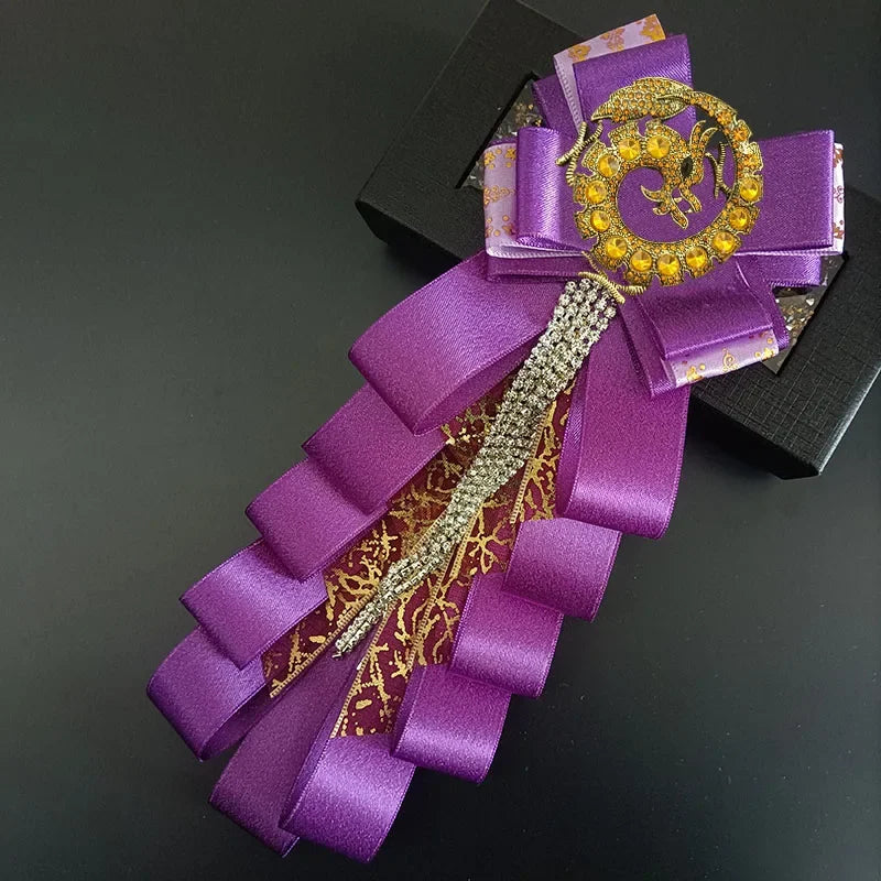 Premium Handmade Tassel Rhinestone Dragon Men's Bow Tie