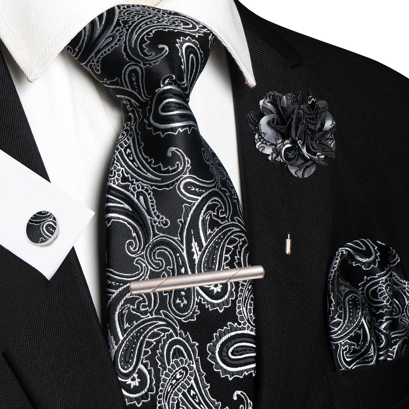 Men Ties Paisley Woven Necktie Set for Wedding Party
