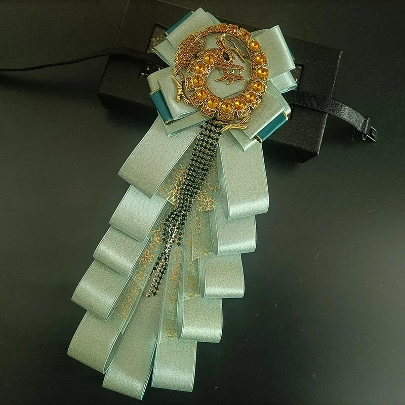 Premium Handmade Tassel Rhinestone Dragon Men's Bow Tie