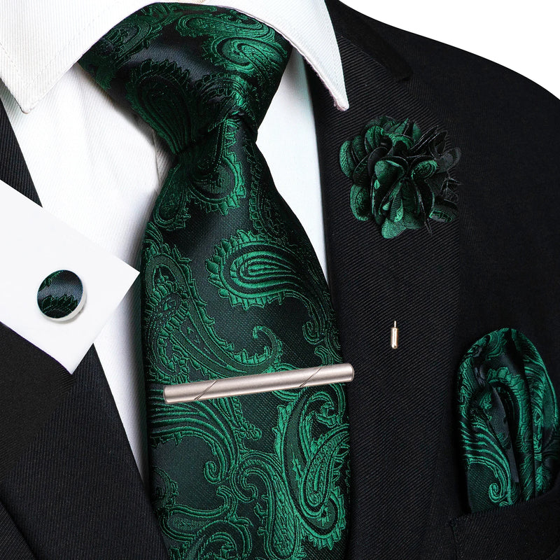 Men Ties Paisley Woven Necktie Set for Wedding Party