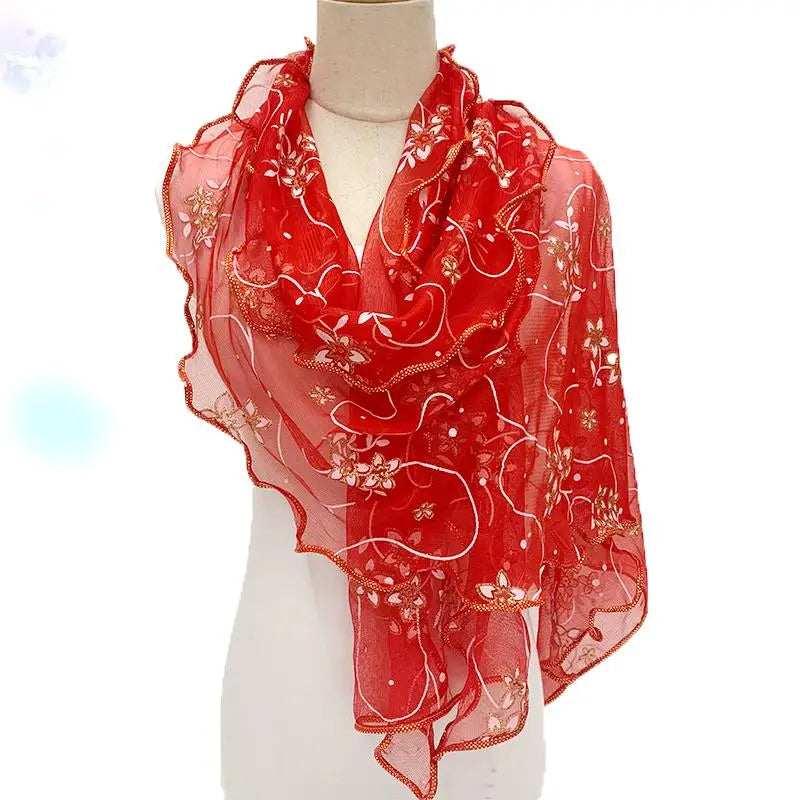 Elegant Lace Women Scarf Light Weight Silk Hijab