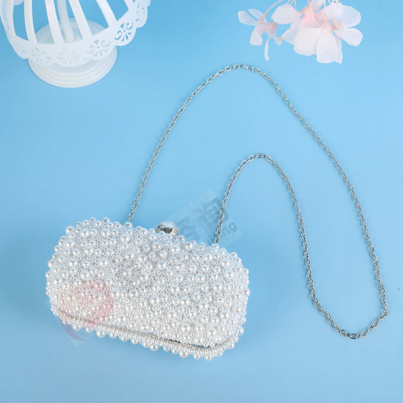 Elegant Luxury Pearl Beaded Wedding Clutch Women Purse