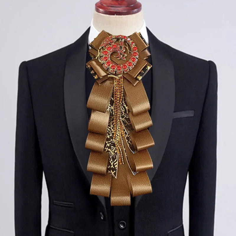 Premium Handmade Tassel Rhinestone Dragon Men's Bow Tie