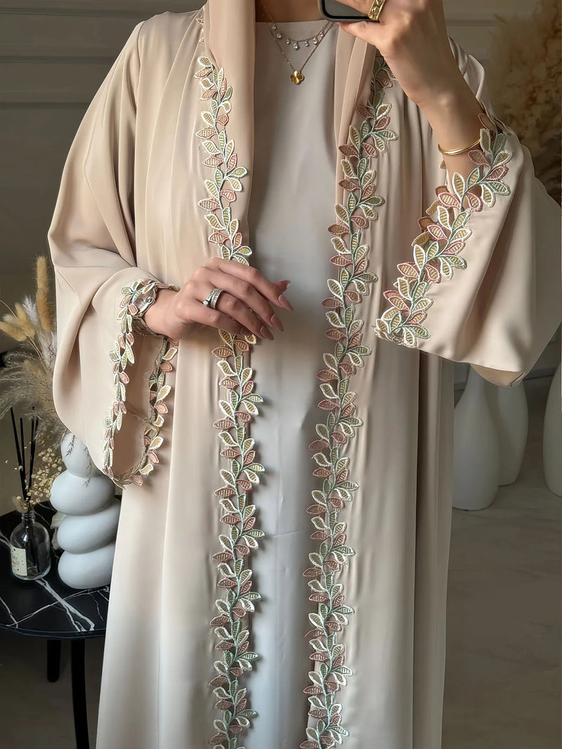 Dubai Elegant Beige Abaya for Muslim Women