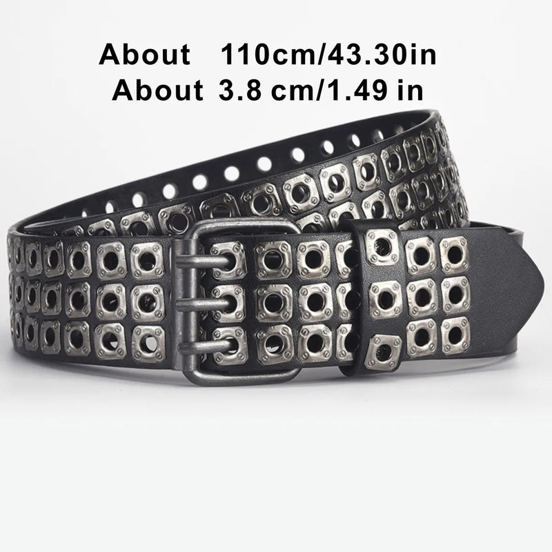 Square Beads Willow Nails Three Exhaust Eyes Punk Street Cool Unisex Belts