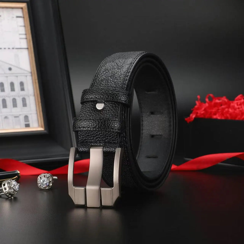 New Genuine Leather Men's Retro Western Style Fashionable Alloy Buckle Belts