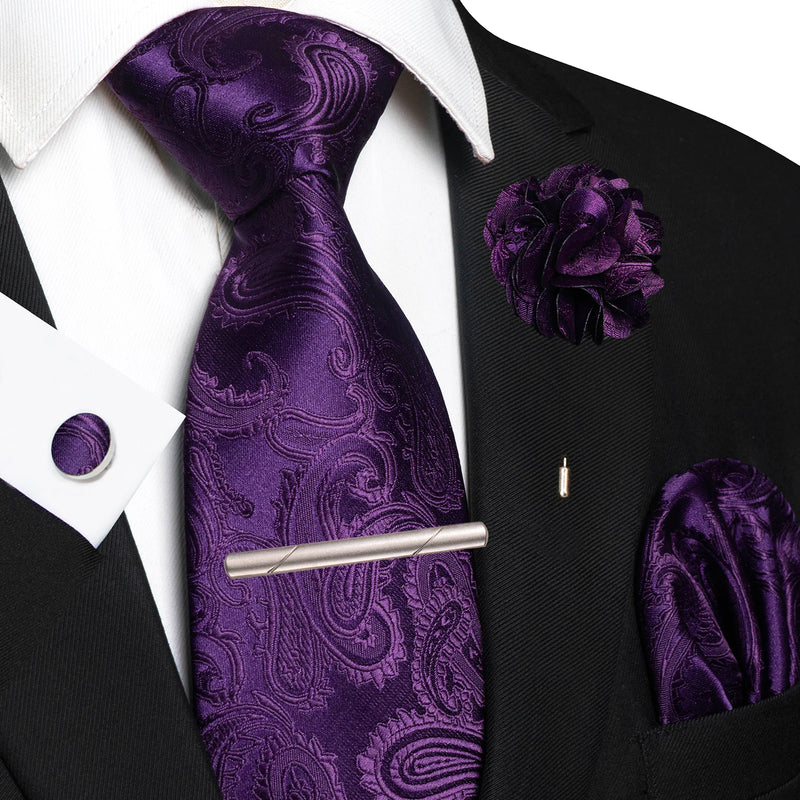 Men Ties Paisley Woven Necktie Set for Wedding Party