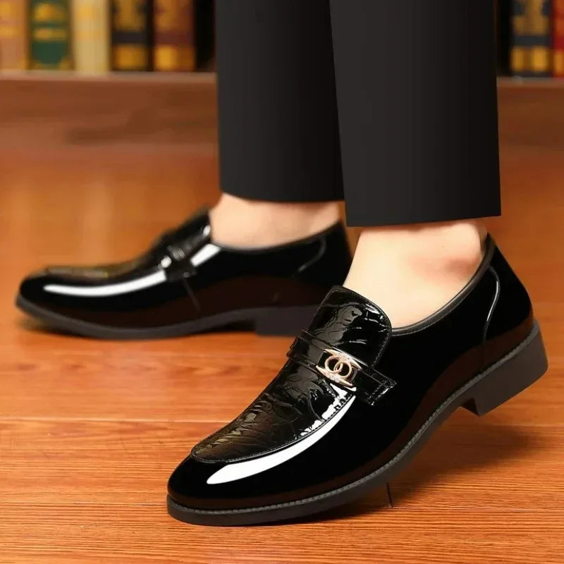 Luxury Patent Leather Pointed Toe Oxford Men Dress Shoes