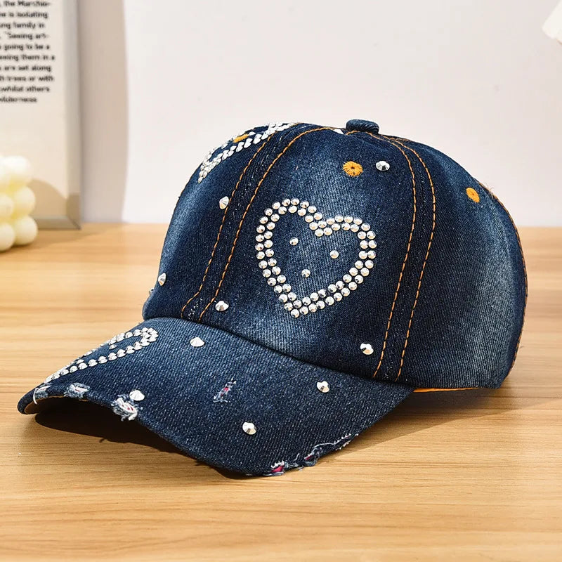 Diamond Encrusted Adjustable Back Buckle Women Baseball Cap