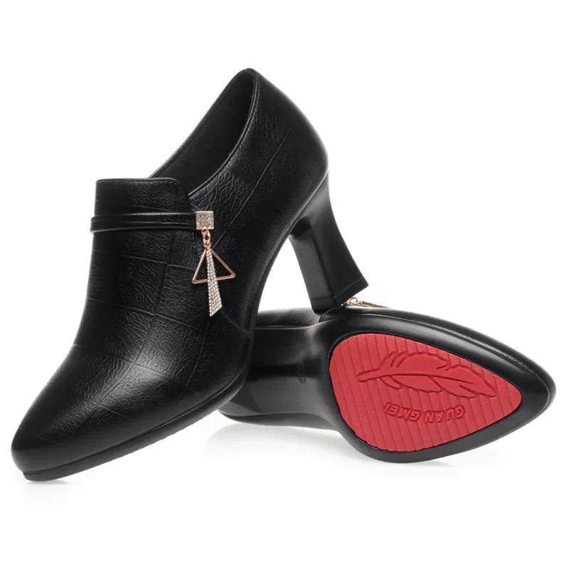 Elegant Deep Mouth Soft Leather Women Pumps