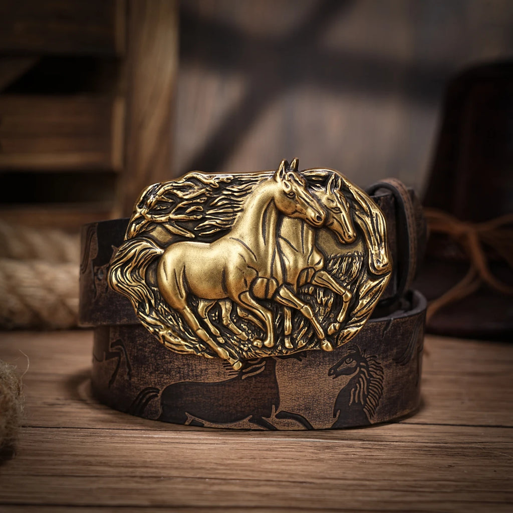 Western Cowboy PU Leather Belt for Men