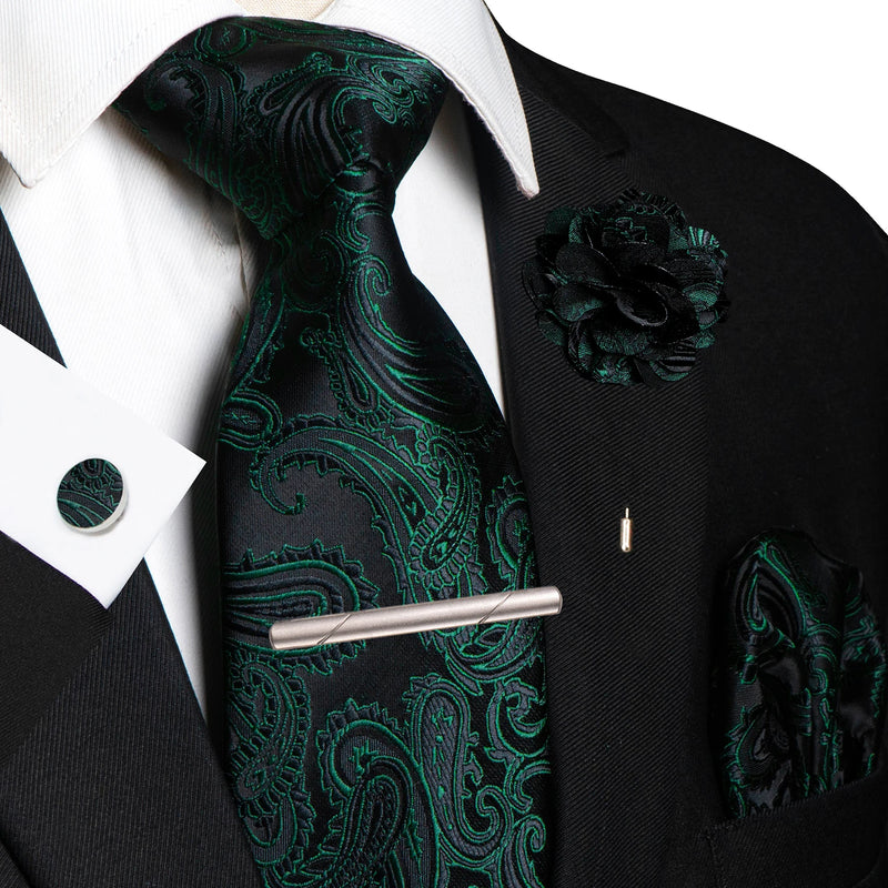 Men Ties Paisley Woven Necktie Set for Wedding Party