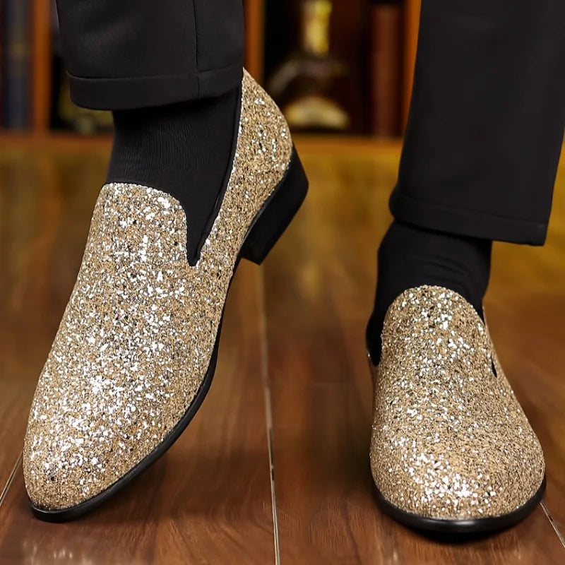 Luxury High-Quality Sequin Beaded Designer Men's Loafers