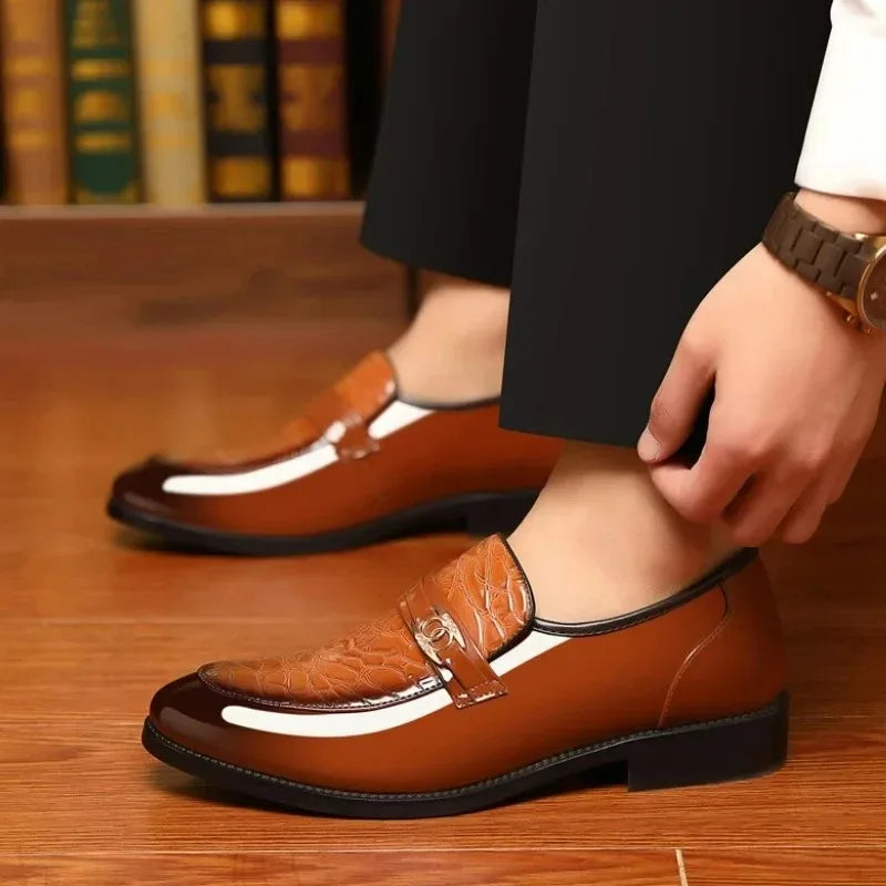 Luxury Patent Leather Pointed Toe Oxford Men Dress Shoes