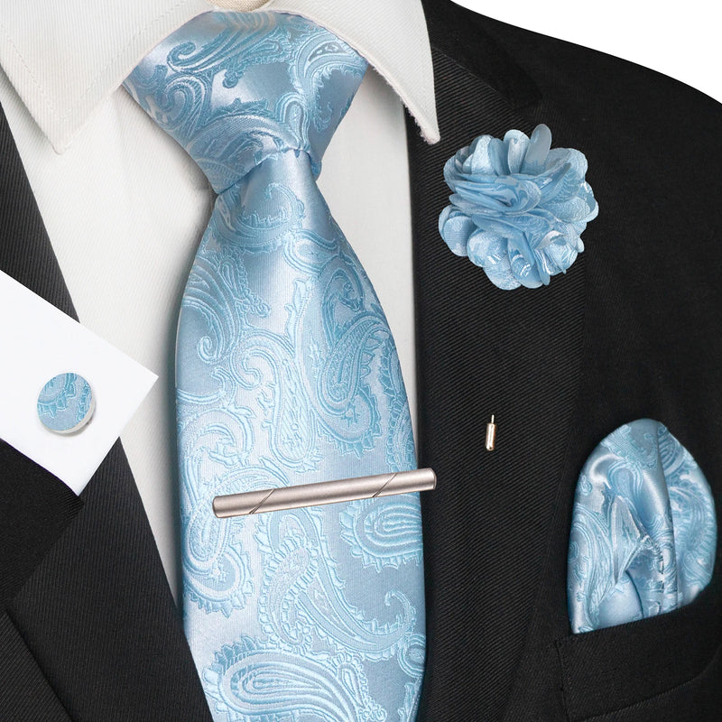 Men Ties Paisley Woven Necktie Set for Wedding Party
