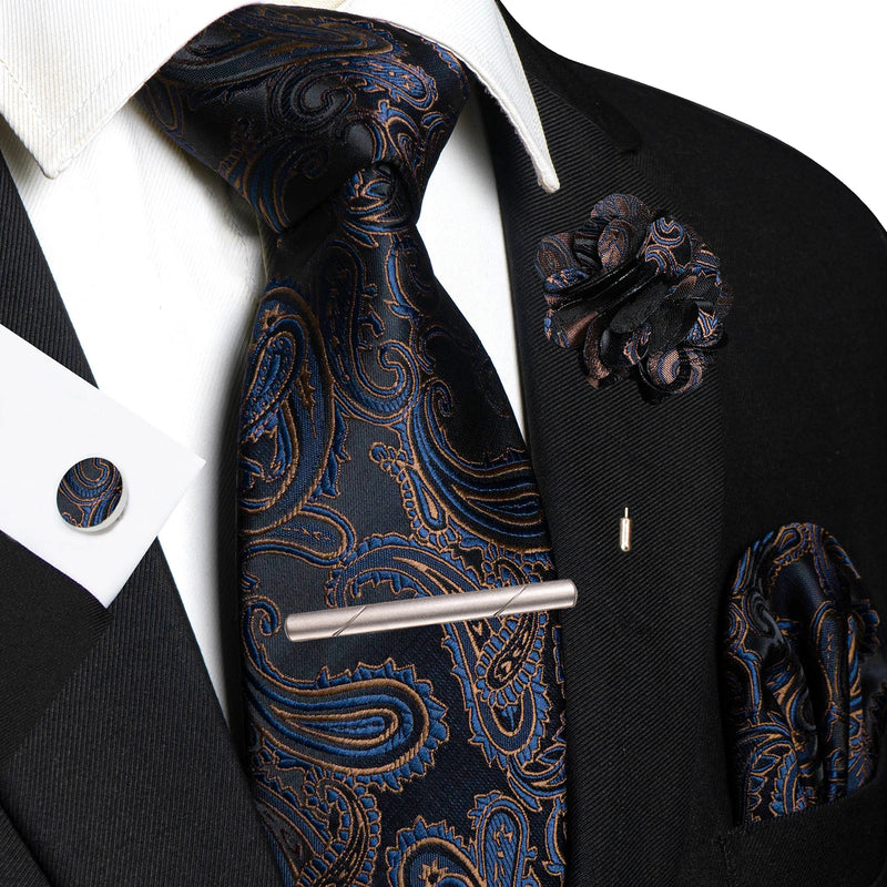 Men Ties Paisley Woven Necktie Set for Wedding Party