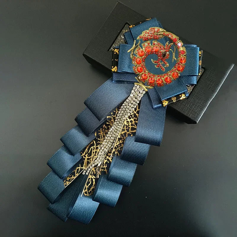 Premium Handmade Tassel Rhinestone Dragon Men's Bow Tie