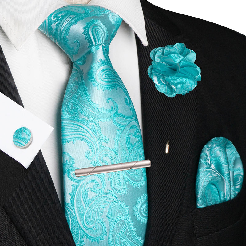 Men Ties Paisley Woven Necktie Set for Wedding Party