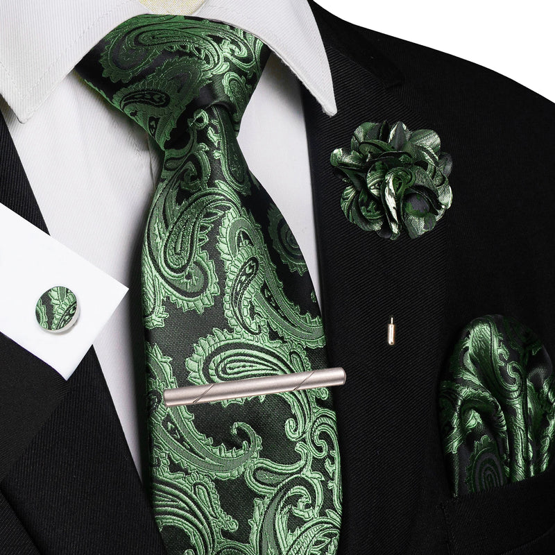 Men Ties Paisley Woven Necktie Set for Wedding Party
