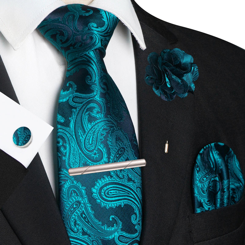 Men Ties Paisley Woven Necktie Set for Wedding Party