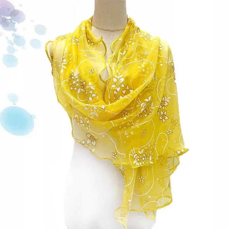 Elegant Lace Women Scarf Light Weight Silk Hijab