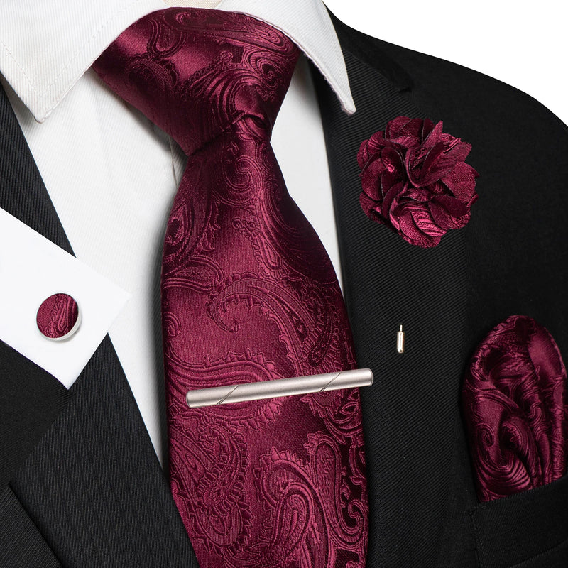 Men Ties Paisley Woven Necktie Set for Wedding Party