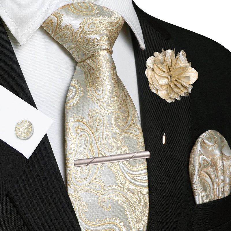 Men Ties Paisley Woven Necktie Set for Wedding Party