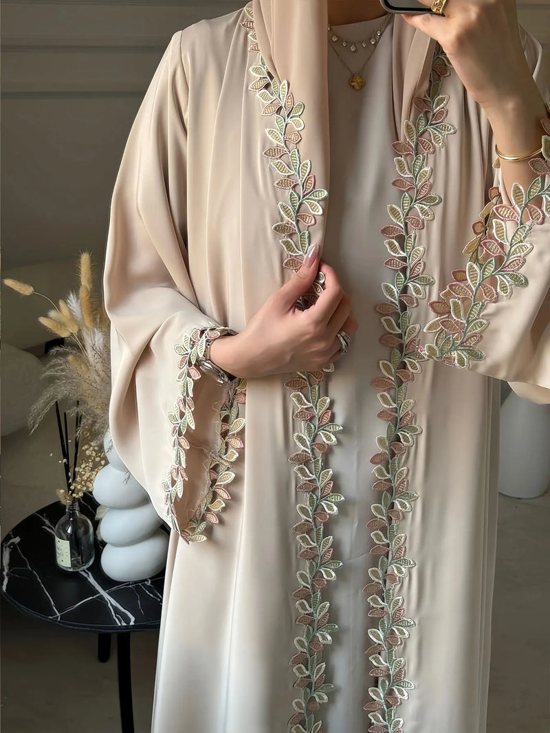 Dubai Elegant Beige Abaya for Muslim Women
